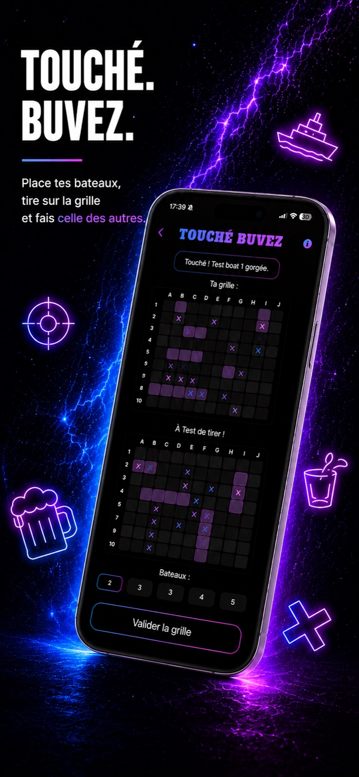 Touché Buvez, la bataille navale à boire